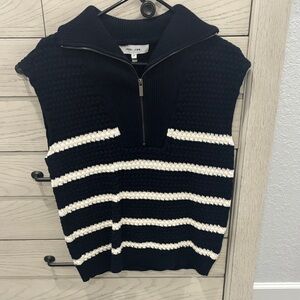 John + Jenn Navy and White Striped Sweater Vest